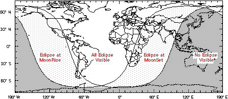 Map of lunar eclipse visibility