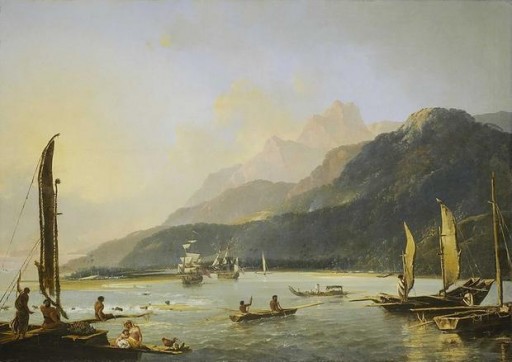 HMS_Resolution_and_Adventure_in_Matavai_Bay_Cook's_2nd_Voyage_Painting_by_ William_Hodges_1771_cook_s_second_voyage